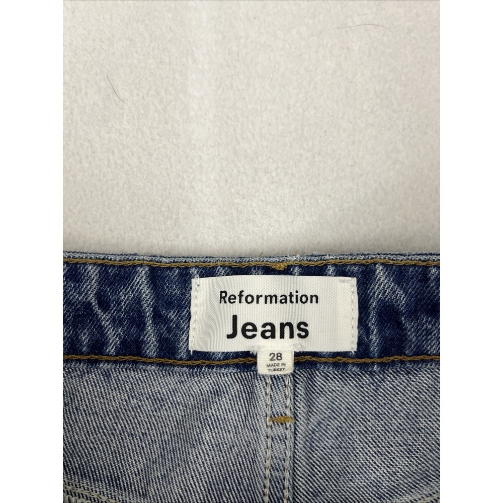 REFORMATION Cary Studded High Waist Slouchy Wide Leg Jean Chesapeake Sz 28 - Picture 4 of 8